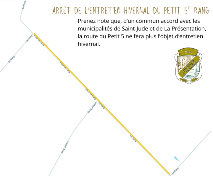 Arrêt de l'entretien hivernal du Petit 5e rang