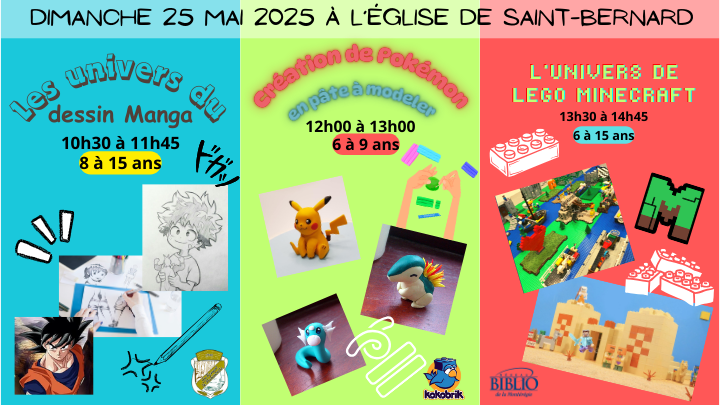 Dimanche 25 mai 2025: 3 ateliers artistiques pour les jeunes