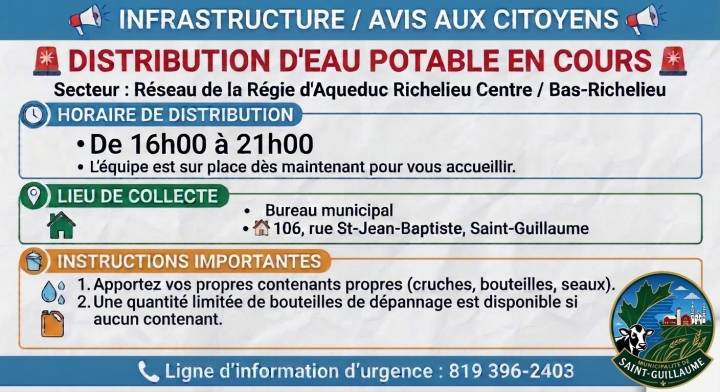 Offre de Saint-Guillaume - Approvisionnement en eau